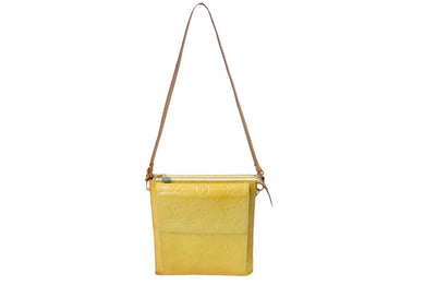 LOUIS VUITTON ルイ ヴィトン ヴェルニ モット ショルダーバッグ M91059 モノグラムヴェルニ エナメル イエロー 美品 中古 65530