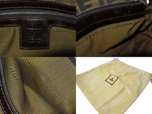 FENDI フェンディ マンマバケット ワンショルダーバッグ ズッカ柄 コットンキャンバス レザー シルバー金具 美品 中古 65539 