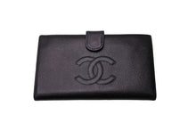 Load image into Gallery viewer, CHANEL シャネル 折り財布 長財布 がま口 デカココ キャビアスキン フランス製 ブラック ゴールド金具 美品 中古 65542