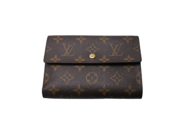 LOUIS VUITTON ルイ ヴィトン モノグラム ポルトトレゾール エテュイ パピエ 三つ折り財布 M61202 ブラウン 美品 中古 65543