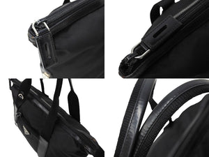 PRADA プラダ トライアングルロゴ ハンドバッグ テスートナイロン レザー イタリア製 ブラック シルバー金具 美品 中古 65551 