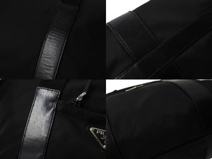 PRADA プラダ トライアングルロゴ ハンドバッグ テスートナイロン レザー イタリア製 ブラック シルバー金具 美品 中古 65551 