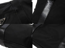 画像をギャラリービューアに読み込む, PRADA プラダ トライアングルロゴ ハンドバッグ テスートナイロン レザー イタリア製 ブラック シルバー金具 美品 中古 65551 