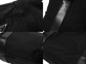 PRADA プラダ トライアングルロゴ ハンドバッグ テスートナイロン レザー イタリア製 ブラック シルバー金具 美品 中古 65551 
