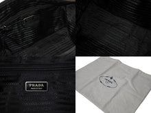 画像をギャラリービューアに読み込む, PRADA プラダ トライアングルロゴ ハンドバッグ テスートナイロン レザー イタリア製 ブラック シルバー金具 美品 中古 65551 
