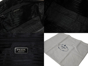 PRADA プラダ トライアングルロゴ ハンドバッグ テスートナイロン レザー イタリア製 ブラック シルバー金具 美品 中古 65551 