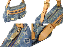 画像をギャラリービューアに読み込む, LOUIS VUITTON ルイヴィトン バギーPM ショルダーバッグ M95049 モノグラムデニム レザー ゴールド金具 ブルー 美品 中古 65574