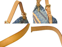 画像をギャラリービューアに読み込む, LOUIS VUITTON ルイヴィトン バギーPM ショルダーバッグ M95049 モノグラムデニム レザー ゴールド金具 ブルー 美品 中古 65574