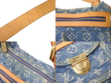 画像をギャラリービューアに読み込む, LOUIS VUITTON ルイヴィトン バギーPM ショルダーバッグ M95049 モノグラムデニム レザー ゴールド金具 ブルー 美品 中古 65574