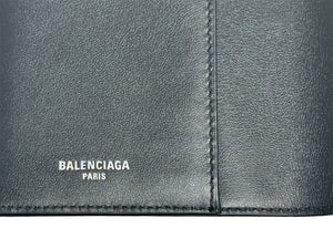 極美品 BALENCIAGA バレンシアガ パスポートホルダー パスポートケース カードケース 787742 ブラック カーフスキン 中古 65585