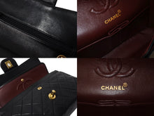 Load image into Gallery viewer, CHANEL シャネル チェーンショルダーバッグ Wフラップ マトラッセ 23cm ココマーク ラムスキン 1番台 ブラック ゴールド金具 美品 中古 65597
