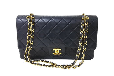 CHANEL シャネル マトラッセ ダブルフラップ25 ショルダーバッグ 1番台 ラムスキン ブラック ゴールド金具 美品 中古 65599
