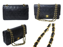 Load image into Gallery viewer, CHANEL シャネル マトラッセ ダブルフラップ25 ショルダーバッグ 1番台 ラムスキン ブラック ゴールド金具 美品 中古 65599
