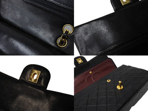 CHANEL シャネル マトラッセ ダブルフラップ25 ショルダーバッグ 1番台 ラムスキン ブラック ゴールド金具 美品 中古 65599