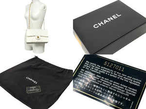 CHANEL シャネル チェーンショルダーバッグ マトラッセ25 ココマーク ラムスキン 5番台 1998年 Wフラップ ホワイト 美品 中古 65604