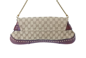 GUCCI グッチ ホースシュー 2WAY チェーンショルダーバッグ 119188 レザー キャンバス ベージュ レッド 美品 中古 65605