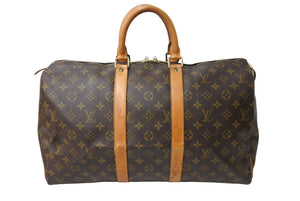 LOUIS VUITTON ルイヴィトン ボストンバッグ キーポル45 ブラウン コーティングキャンバス M41414 美品 中古 65621