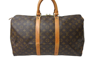 LOUIS VUITTON ルイヴィトン ボストンバッグ キーポル45 ブラウン コーティングキャンバス M41414 美品 中古 65621