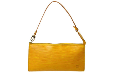 極美品 LOUIS VUITTON ルイヴィトン エピ ポシェット アクセソワ―ル アクセサリーポーチ M52989 イエロー エピレザー ゴールド金具 中古 65629