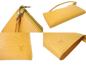極美品 LOUIS VUITTON ルイヴィトン エピ ポシェット アクセソワ―ル アクセサリーポーチ M52989 イエロー エピレザー ゴールド金具 中古 65629