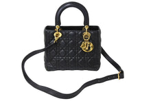 画像をギャラリービューアに読み込む, Christian Dior クリスチャンディオール レディディオール カナージュ ハンドバッグ CAL44550 ラムスキン ブラック 美品 中古 65631