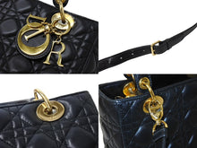 画像をギャラリービューアに読み込む, Christian Dior クリスチャンディオール レディディオール カナージュ ハンドバッグ CAL44550 ラムスキン ブラック 美品 中古 65631
