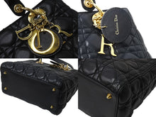 画像をギャラリービューアに読み込む, Christian Dior クリスチャンディオール レディディオール カナージュ ハンドバッグ CAL44550 ラムスキン ブラック 美品 中古 65631