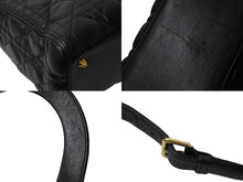 画像をギャラリービューアに読み込む, Christian Dior クリスチャンディオール レディディオール カナージュ ハンドバッグ CAL44550 ラムスキン ブラック 美品 中古 65631