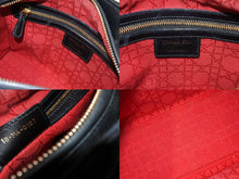 画像をギャラリービューアに読み込む, Christian Dior クリスチャンディオール レディディオール カナージュ ハンドバッグ CAL44550 ラムスキン ブラック 美品 中古 65631