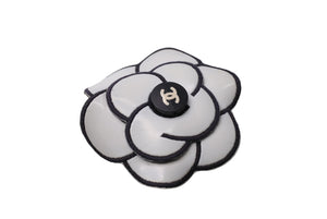 CHANEL シャネル ココマーク カメリアコサージュ ブローチ アクセサリー ラバー 11g ホワイト ブラック 美品 中古 65651