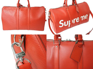 LOUIS VUITTON SUPREME シュプリームルイヴィトン キーポル バンドリエール45 ボストンバッグ M53419 エピ レッド 美品 中古 65689