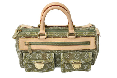 LOUIS VUITTON ルイヴィトン ネオ スピーディ ハンドバッグ M95215 モノグラムデニム カーキ ゴールド金具 美品 中古 65692