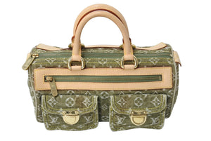 LOUIS VUITTON ルイヴィトン ネオ スピーディ ハンドバッグ M95215 モノグラムデニム カーキ ゴールド金具 美品 中古 65692