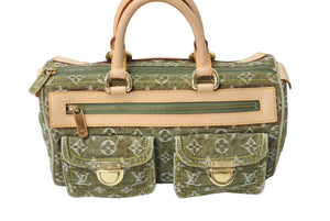 LOUIS VUITTON ルイヴィトン ネオ スピーディ ハンドバッグ M95215 モノグラムデニム カーキ ゴールド金具 美品 中古 65692
