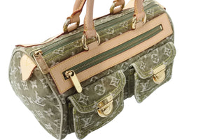LOUIS VUITTON ルイヴィトン ネオ スピーディ ハンドバッグ M95215 モノグラムデニム カーキ ゴールド金具 美品 中古 65692