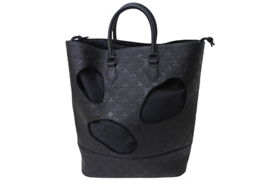 新品同様 LOUIS VUITTON ルイヴィトン コムデギャルソン 川久保玲 トートバッグ M58661 ウィズホールズMM モノグラムアンプラント ブラック 中古 65693
