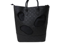 画像をギャラリービューアに読み込む, 新品同様 LOUIS VUITTON ルイヴィトン コムデギャルソン 川久保玲 トートバッグ M58661 ウィズホールズMM モノグラムアンプラント ブラック 中古 65693