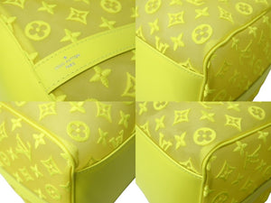 新品同様 LouisVuitton ルイヴィトン キーポル50 ネオンイエローメッシュ M55380 ナイロン カーフ イエロー シルバー 中古 65696
