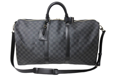 新品同様 LOUIS VUITTON ルイヴィトン キーポル バンドリエール55 ボストンバッグ N41413 ダミエグラフィット ブラック 中古 65699