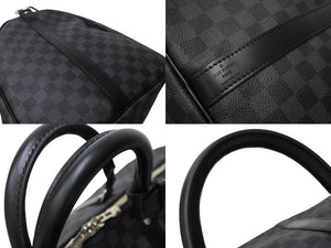 新品同様 LOUIS VUITTON ルイヴィトン キーポル バンドリエール55 ボストンバッグ N41413 ダミエグラフィット ブラック 中古 65699