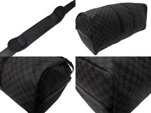 新品同様 LOUIS VUITTON ルイヴィトン キーポル バンドリエール55 ボストンバッグ N41413 ダミエグラフィット ブラック 中古 65699