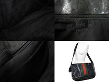 Load image into Gallery viewer, GUCCI グッチ シェリーライン ショルダーバッグ 269376 204990 GGインプリメ ブラック レッド グリーン 美品 中古 65700