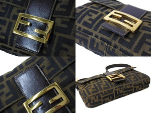 FENDI フェンディ マンマバケット ズ柄 FFロゴ ワンショルダーバッグ ハンドバッグ ブラウン ゴールド金具 良品 中古 65701 