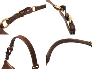 PRADA プラダ ワンショルダーバッグ トライアングルロゴ レザー ブラウン ゴールド金具 イタリア製 美品 中古 65702 