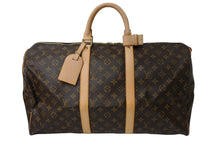 Load image into Gallery viewer, LOUIS VUITTON ルイヴィトン キーポル50 ボストンバッグ M41426 K・Tイニシャル入 モノグラム キャンバス ブラウン 美品 中古 65705