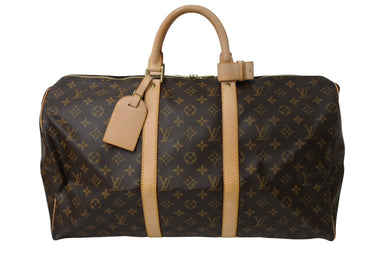 LOUIS VUITTON ルイヴィトン キーポル50 ボストンバッグ M41426 K・Tイニシャル入 モノグラム キャンバス ブラウン 美品 中古 65705