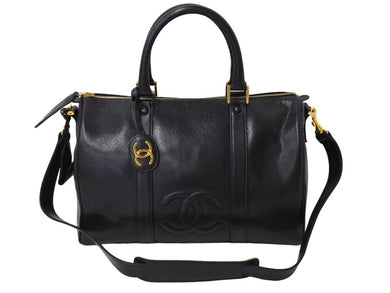 極美品 CHANEL シャネル ハンドバッグ ショルダーバッグ 2WAY 2番台 キャビアスキン ココマーク ブラック キャビアスキン 中古 65707