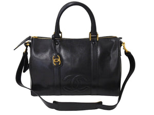 極美品 CHANEL シャネル ハンドバッグ ショルダーバッグ 2WAY 2番台 キャビアスキン ココマーク ブラック キャビアスキン 中古 65707
