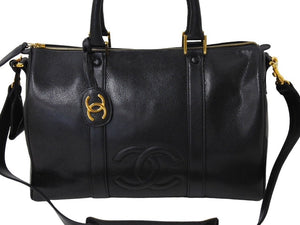 極美品 CHANEL シャネル ハンドバッグ ショルダーバッグ 2WAY 2番台 キャビアスキン ココマーク ブラック キャビアスキン 中古 65707