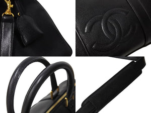 極美品 CHANEL シャネル ハンドバッグ ショルダーバッグ 2WAY 2番台 キャビアスキン ココマーク ブラック キャビアスキン 中古 65707